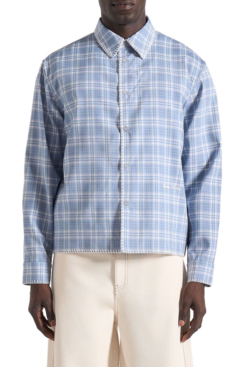 Blake Unisex Whipstitch Check Shirt, Alternate, color, Blue