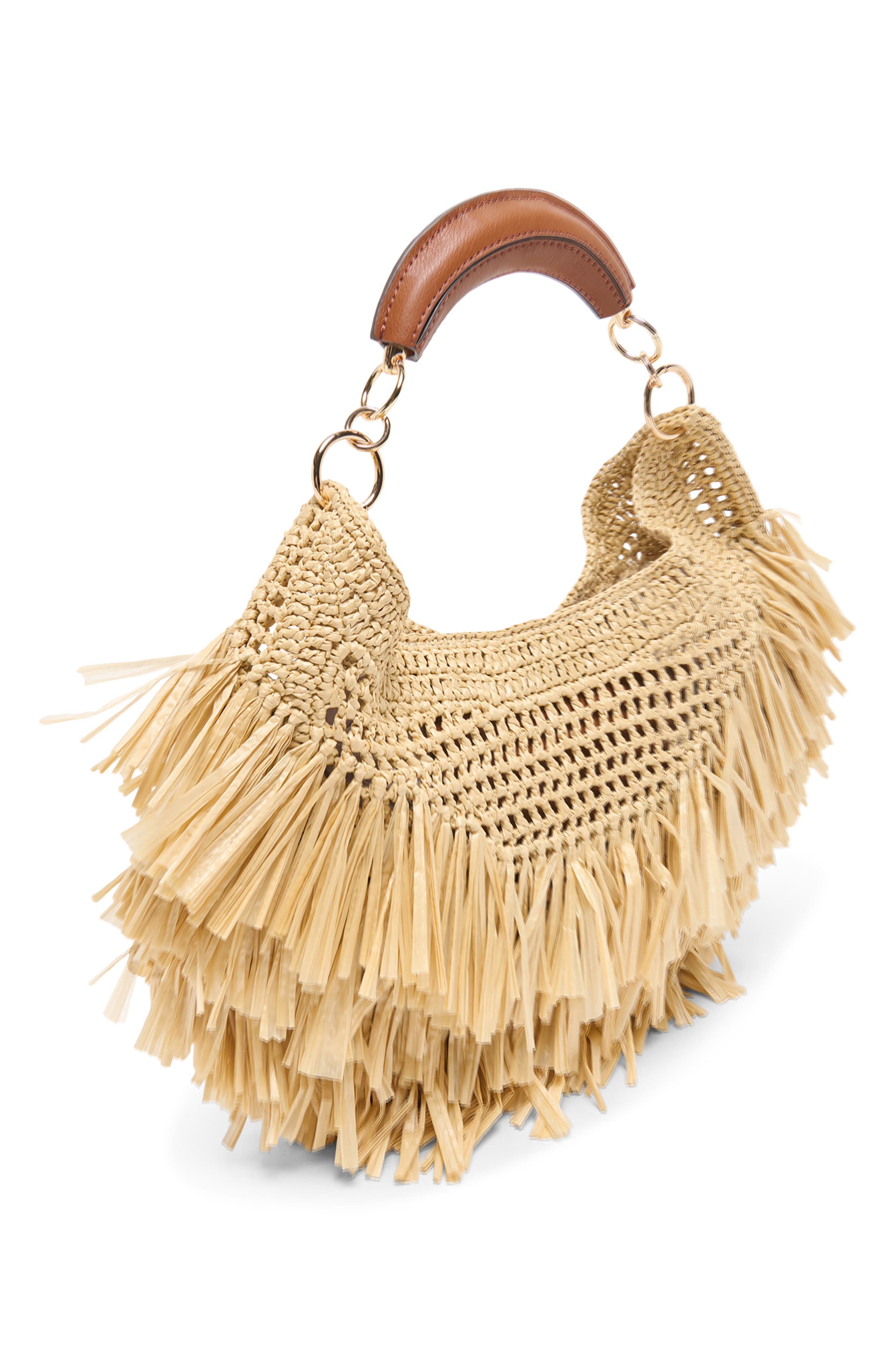 Dolce Vita Raffia Shoulder Bag, Alternate, color, Natural