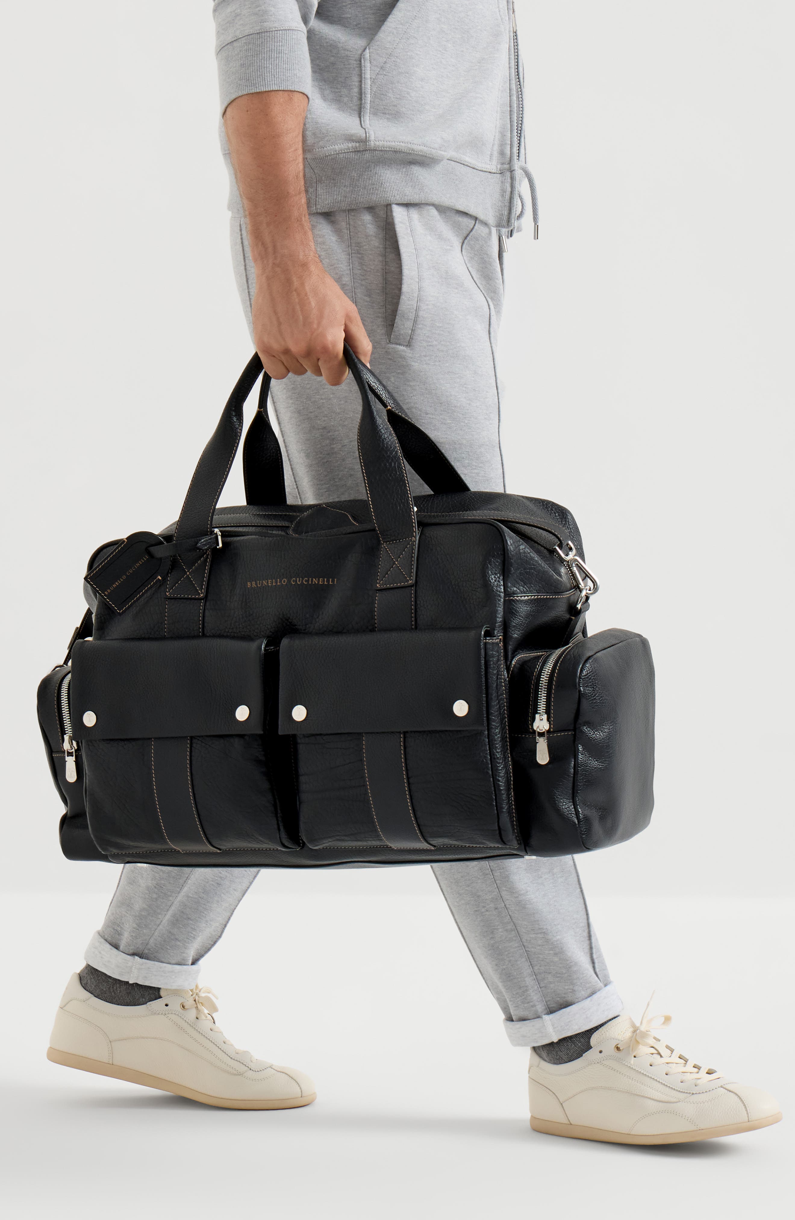 Grained calfskin leisure bag, Alternate, color, Black