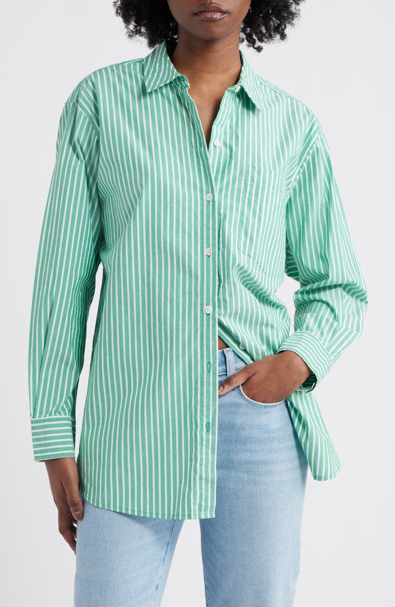 Rails Elsa Stripe Cotton Button-Up Top, Main, color, 