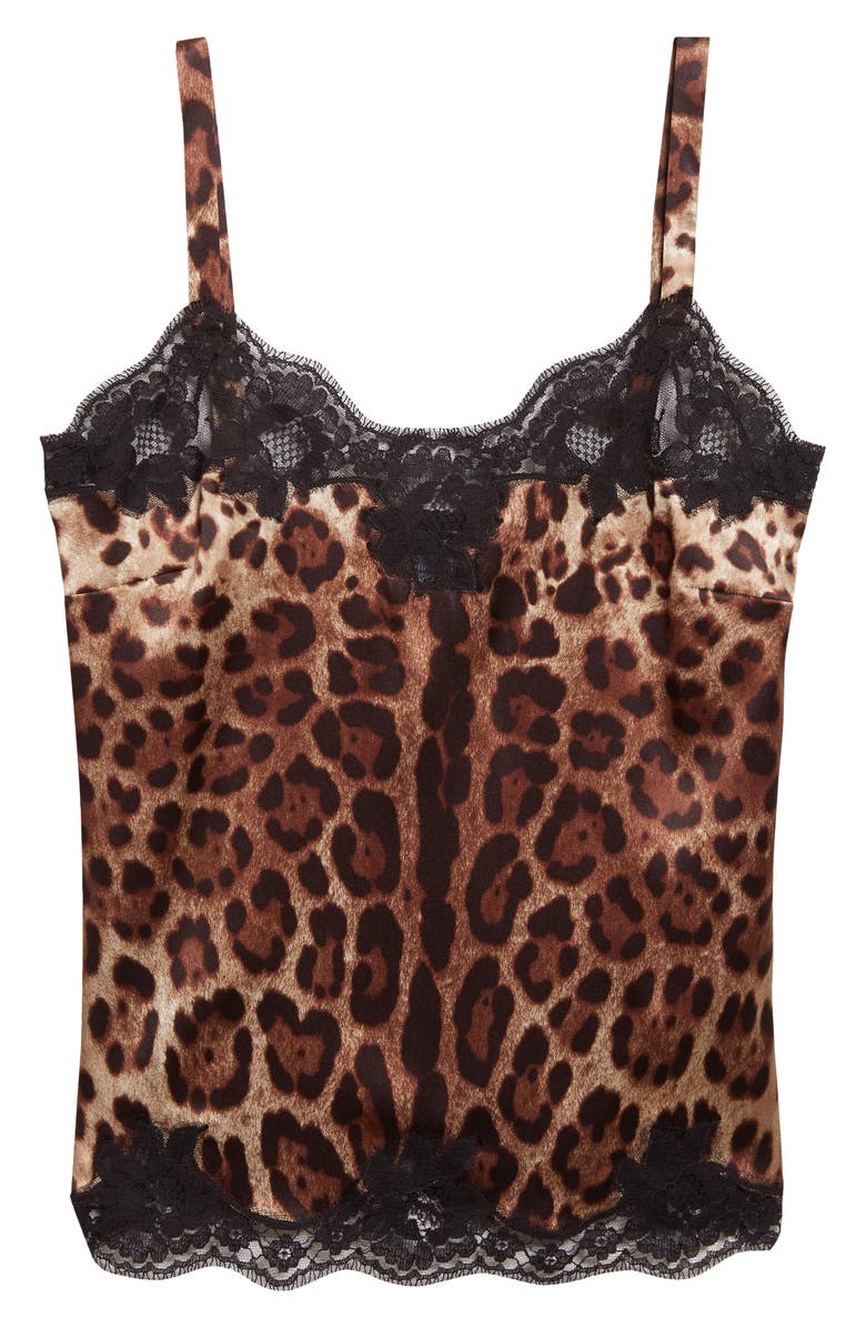 Dolce&Gabbana Leopard Print Satin & Lace Camisole, Alternate, color, Leo New