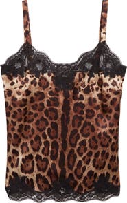 Dolce&Gabbana Leopard Print Satin & Lace Camisole