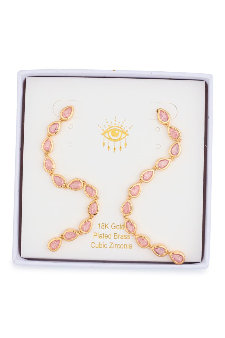 Iris Cubic Zirconia Drop Earrings, Main, color, PINK