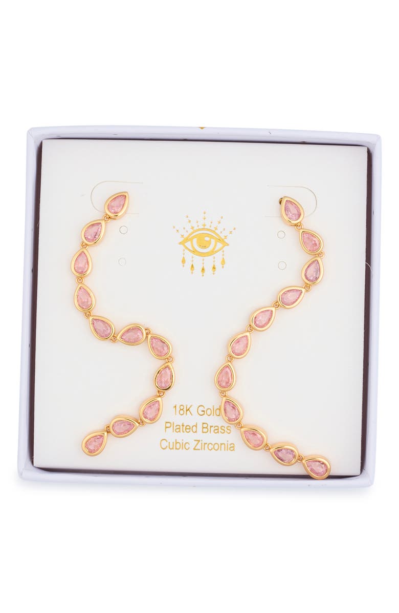 EYE CANDY LOS ANGELES Iris Cubic Zirconia Drop Earrings, Main, color, Pink