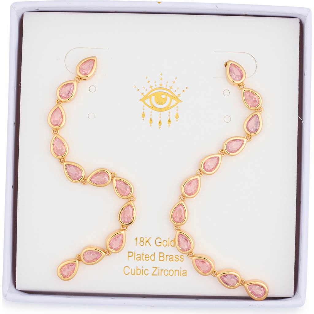 Eye Candy Los Angeles Iris Cubic Zirconia Drop Earrings In Pink