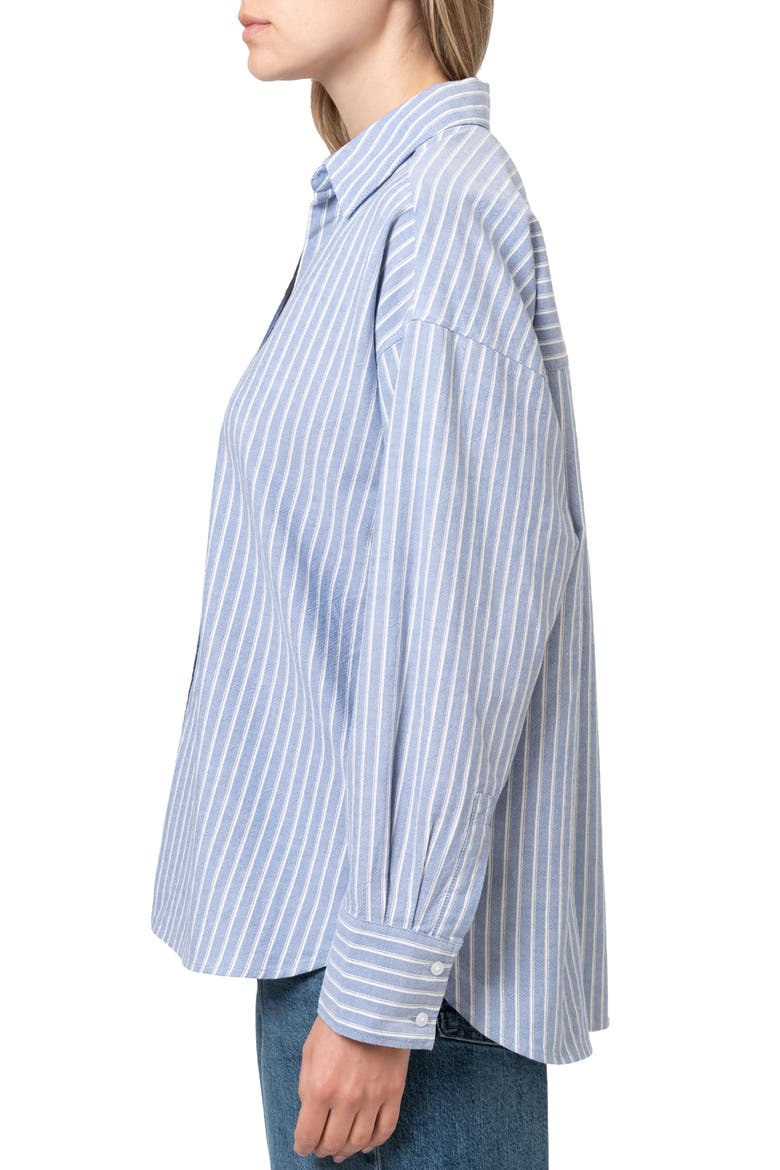 Stripe Button-Up Shirt, Alternate, color, BLUE STRIPE