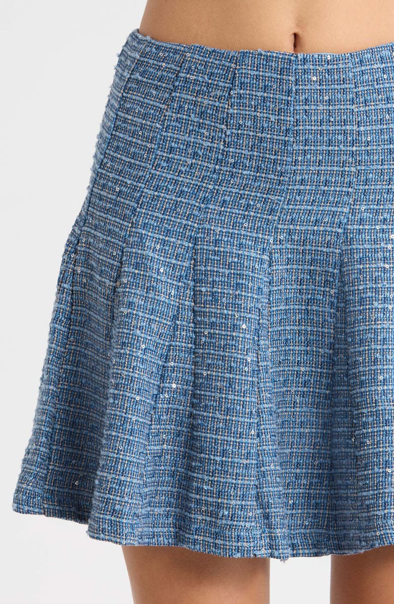 SUGARLIPS Jenavy Tweed Flare Miniskirt, Alternate, color, Blue