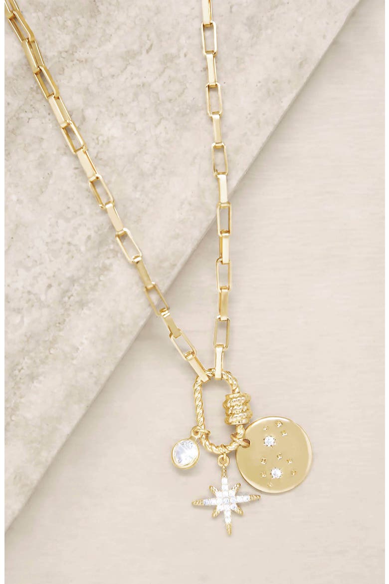 Charmed CZ Pendant Necklace, Alternate, color, GOLD