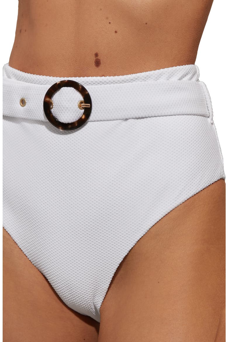 Danielle Belted High Waist Bikini Bottoms, Alternate, color, WHITE