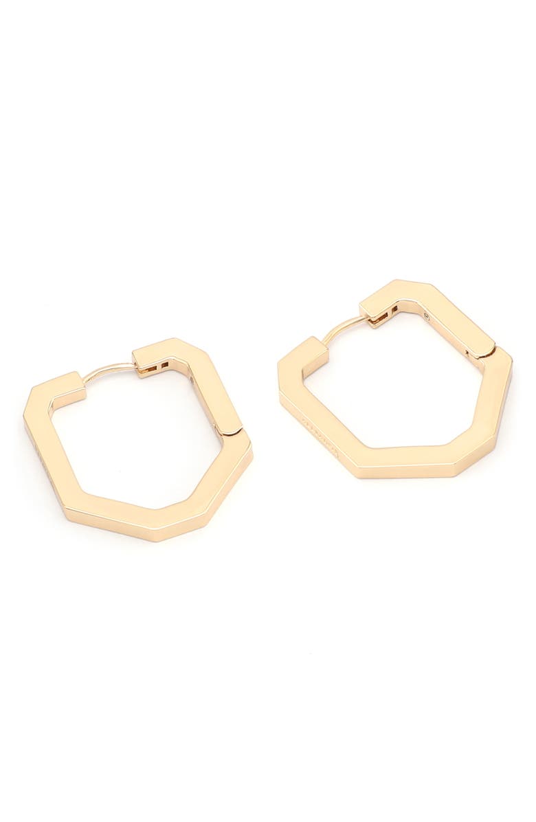 AllSaints Logo Large Octagonal Hoop Earrings, Alternate, color, Gold