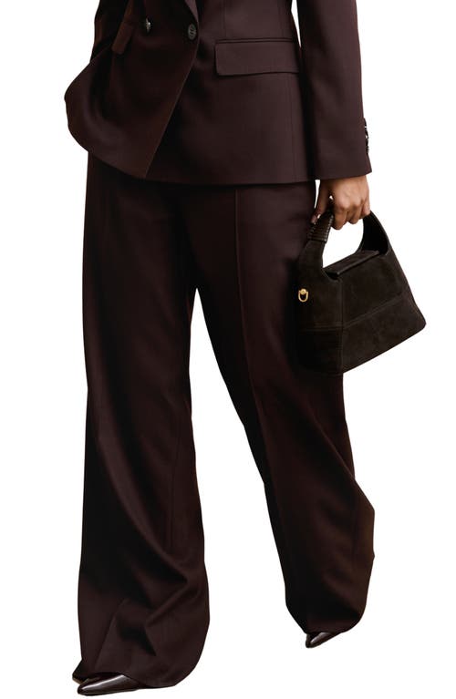 Reiss Solene Wool Blend Wide Leg Pants In Brown