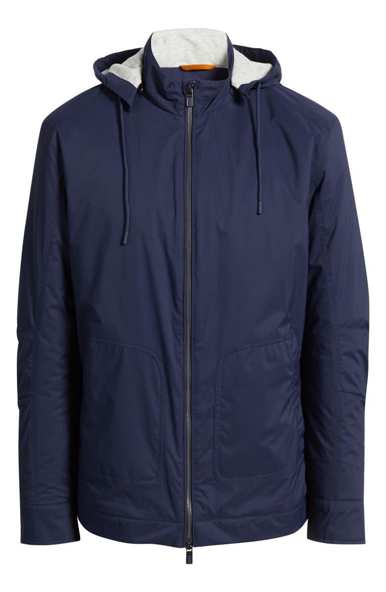 johnnie-O Wentworth Water Repellent Insulated Nylon Jacket with Removable Hood, Alternate, color, Navy