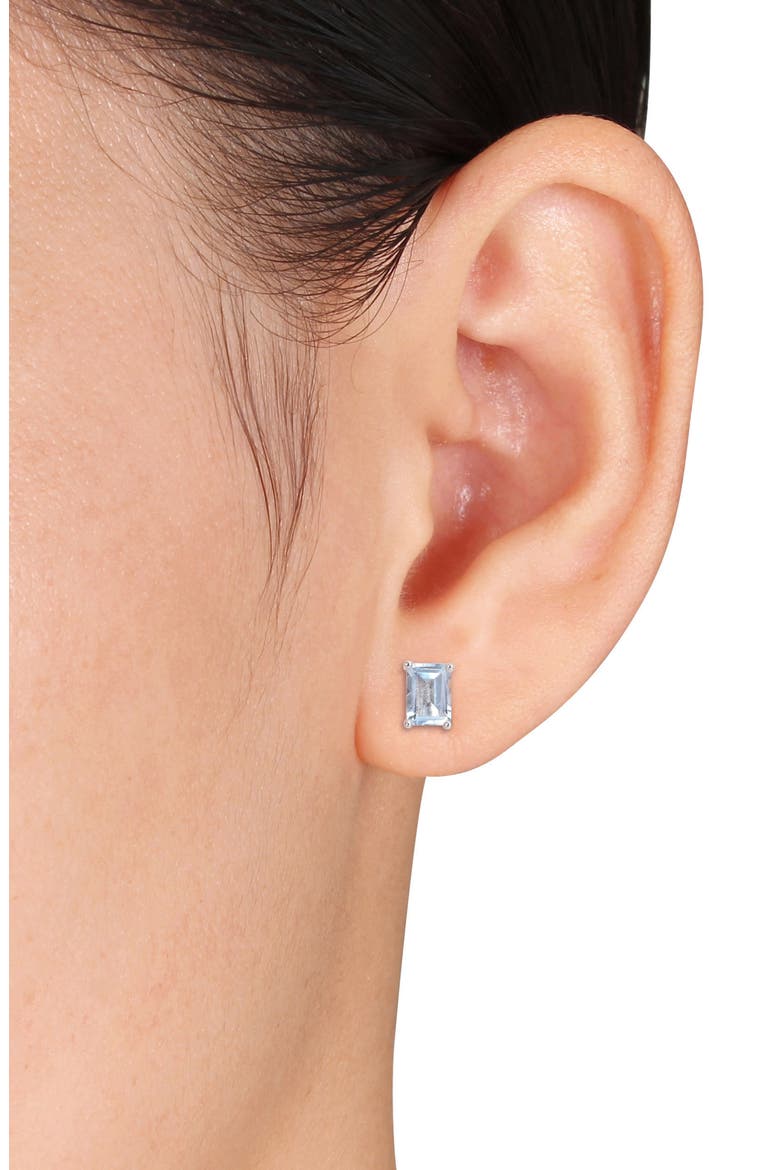 2-Piece Silver-Tone CZ Stud Earrings & Necklace Set, Alternate, color, BLUE