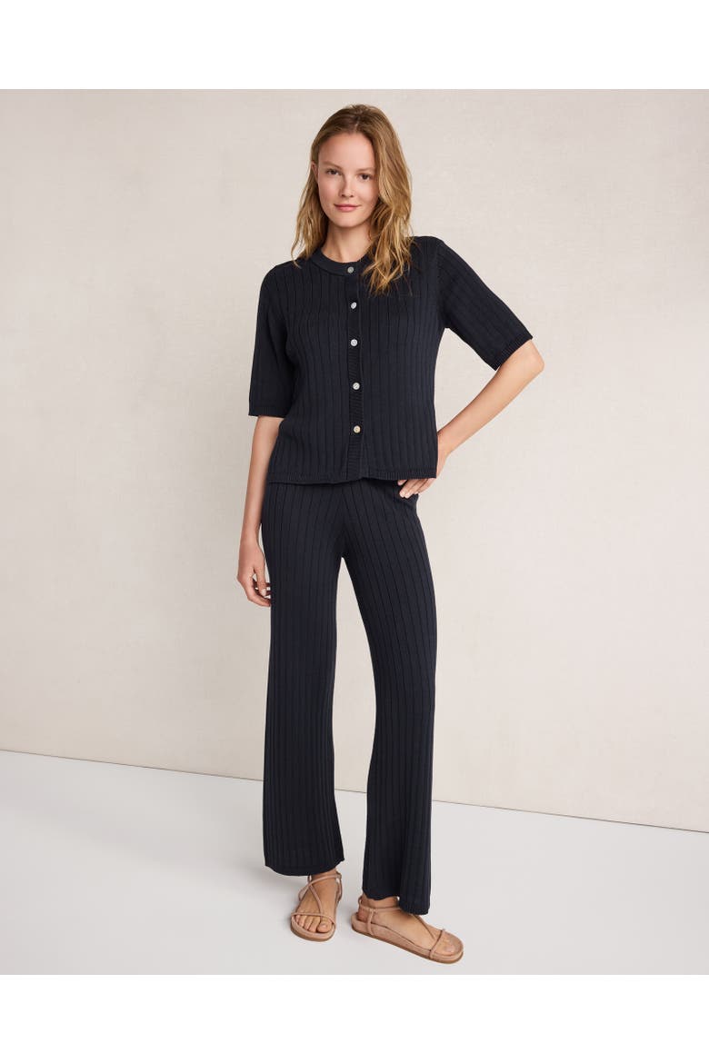 Organic Cotton Ribbed Wide Leg Pants, Main, color, Nightfall