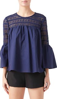 Endless Rose Bell Sleeve Lace Poplin Blouse