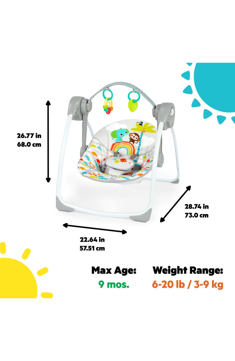 BRIGHT STARTS Playful Paradise Portable Compact Baby Swing, Alternate, color, Multicolored