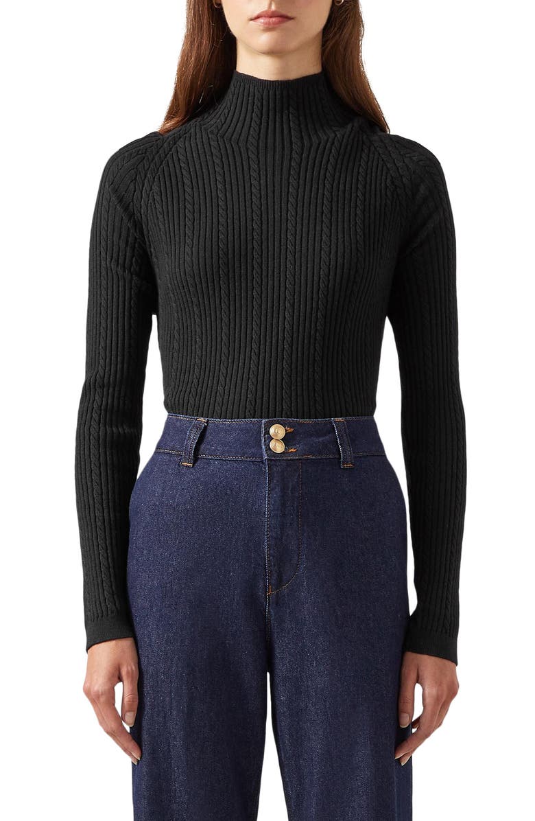 LK Bennett West Cable Stitch Turtleneck Sweater, Main, color, 