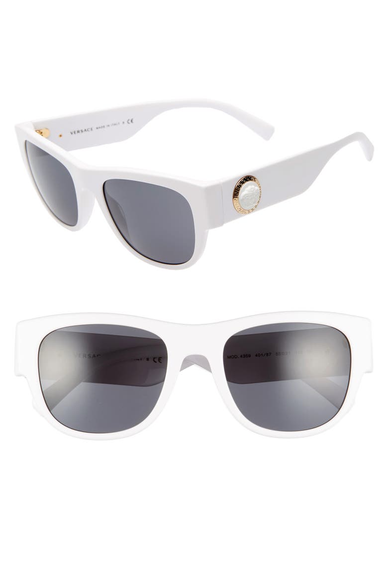 55mm Square Sunglasses, Main, color, WHITE/ GREY SOLID