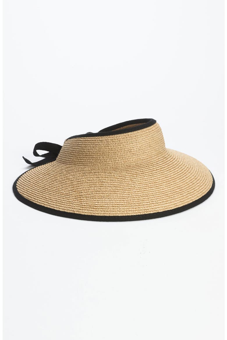 Mita Packable Raffia Visor, Main, color, NATURAL/ MIDNIGHT