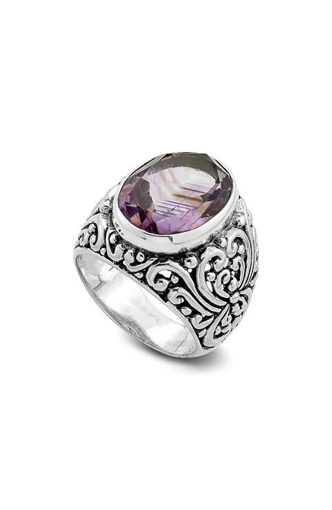 Sterling Silver & Semiprecious Stone Filigree Ring
