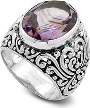 SAMUEL B. Sterling Silver & Semiprecious Stone Filigree Ring