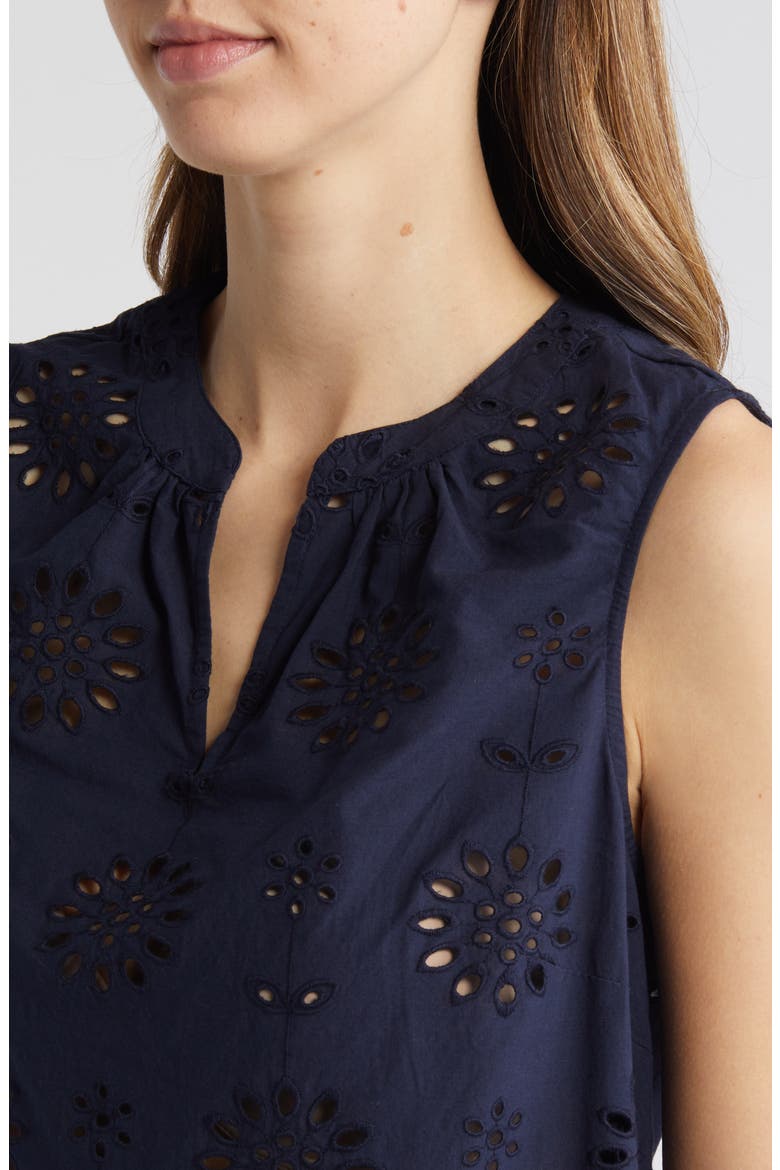 Sleeveless Eyelet Top, Alternate, color, NAVY BLAZER
