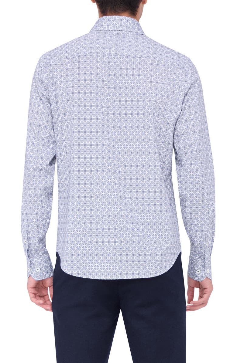Bugatchi James OoohCotton<sup>®</sup> Mandala Print Button-Up Shirt, Alternate, color, Navy