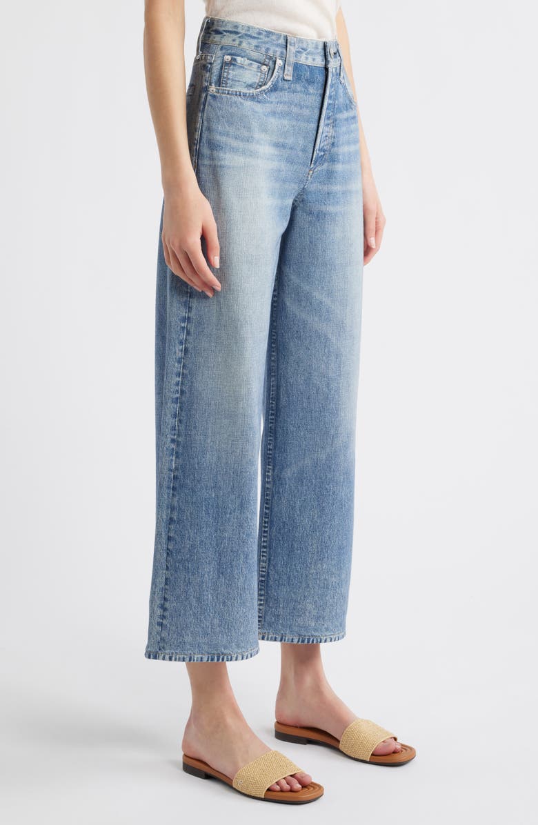 rag & bone Miramar Andi High Waist Ankle Wide Leg Cotton Terry Sweatpant Jeans, Alternate, color, Scarlet