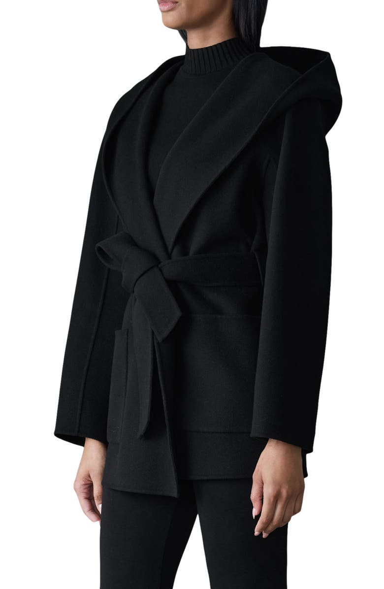 Mackage Paya Belted Wool Coat, Alternate, color, Black