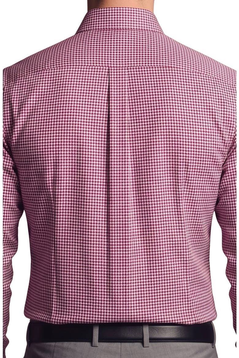 Houndstooth Cotton Blend Dress Shirt, Alternate, color, BERRY