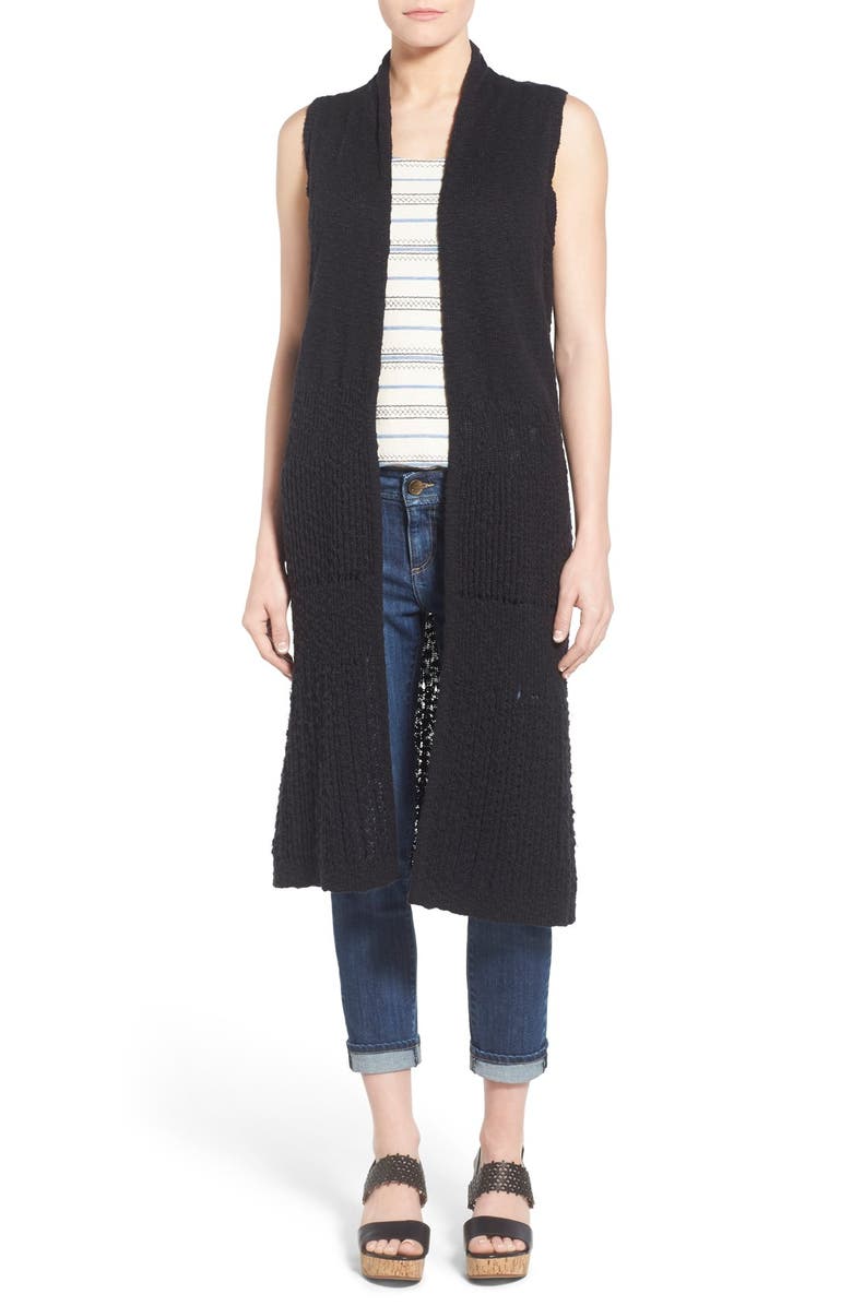 Caslon<sup>®</sup> Mixed Stitch Long Sweater Vest, Main, color, 