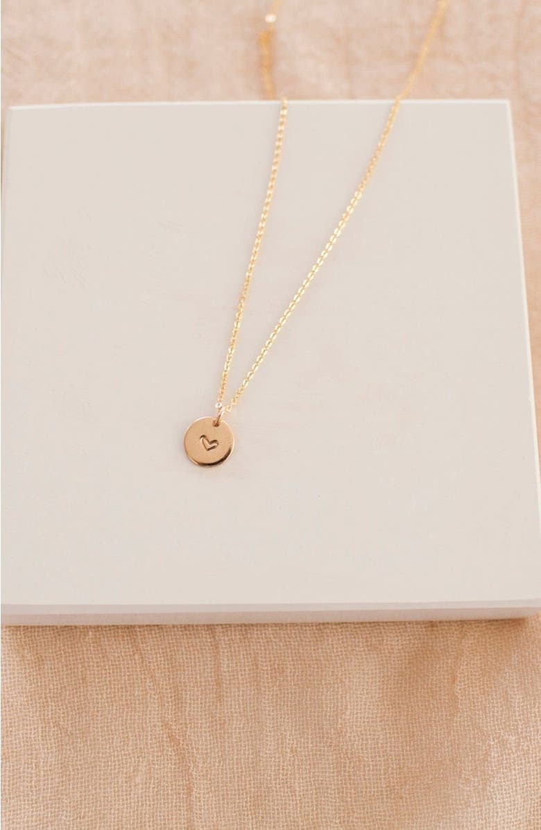 MADE BY MARY Heart Disc Necklace, Alternate, color, Gold Filled