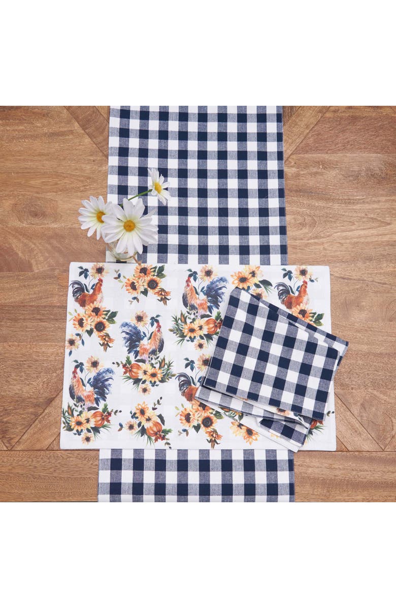 C&F Home Rooster Farmhouse 100% Cotton Set of 6 Placemats 14" x 20", Alternate, color, Blue