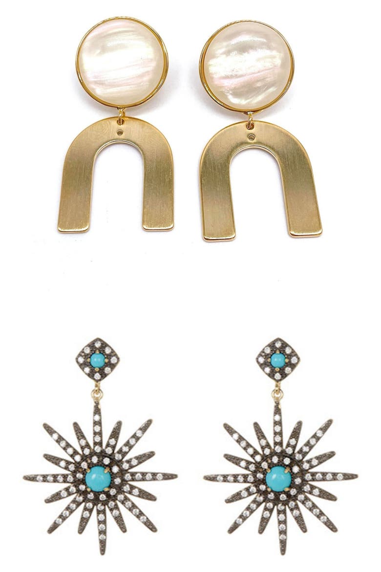 2-Piece Earring Set, Main, color, GOLD/ SILVER