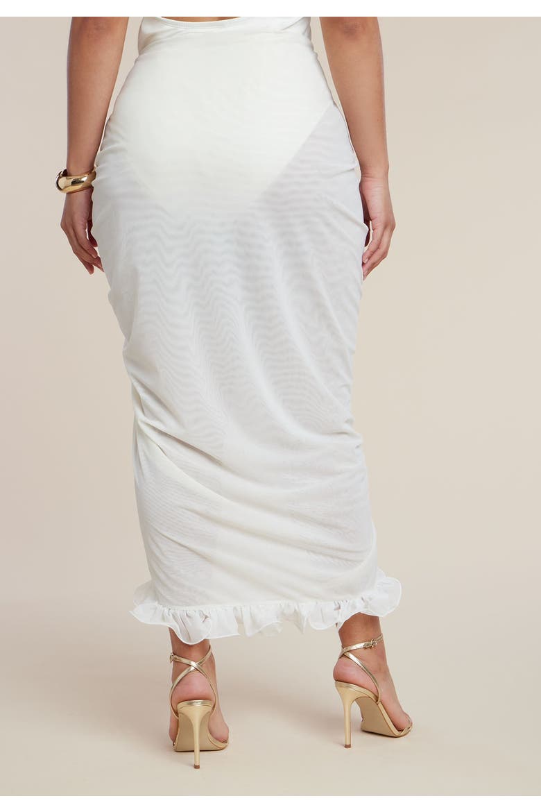 Patbo X Eloquii Ruffled Sheer Mesh Skirt, Alternate, color, COCONUT MILK