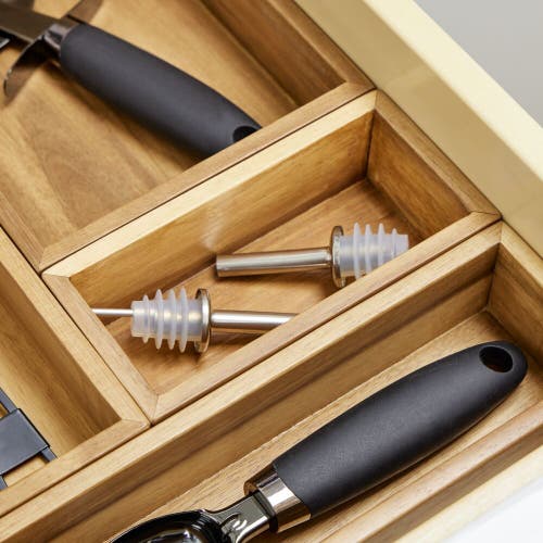 Idesign Acacia Wood Small Kitchen Drawer Organizer In Brown