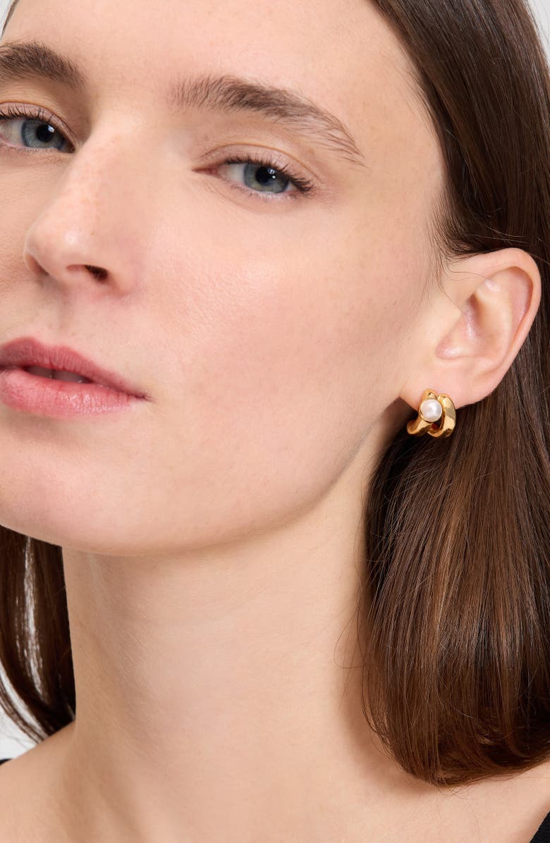 Kate Spade New York keep sparkling double hoop earrings, Alternate, color, Clear/ Gold.