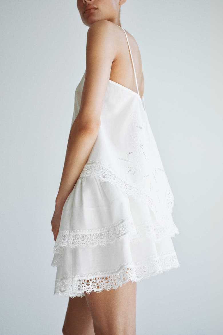 Lace-trimmed Tiered Skirt, Alternate, color, Ivory