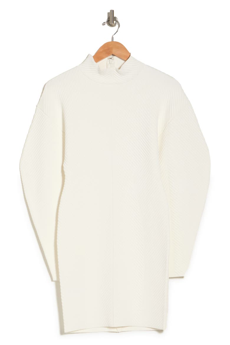 Mock Neck Long Sleeve Ribbed Mini Dress, Alternate, color, ALABASTER 902