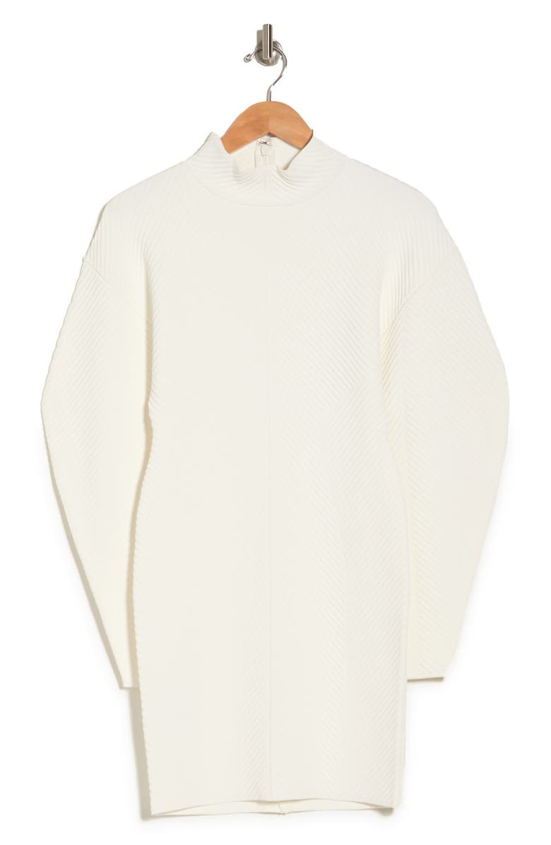 Herve Leger Mock Neck Long Sleeve Ribbed Mini Dress, Alternate, color, 