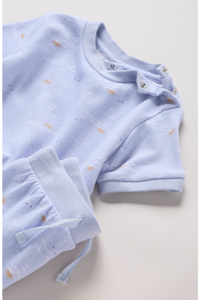 Fun Short Sleeve Cotton Sweatshirt & Sweat Shorts Set, Alternate, color, BLUE XENON SUNSET