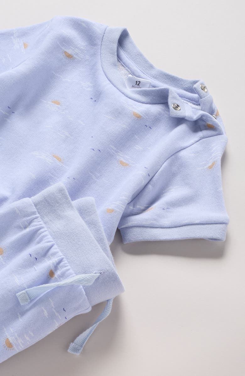 Nordstrom Fun Short Sleeve Cotton Sweatshirt & Sweat Shorts Set, Alternate, color, Blue Xenon Sunset