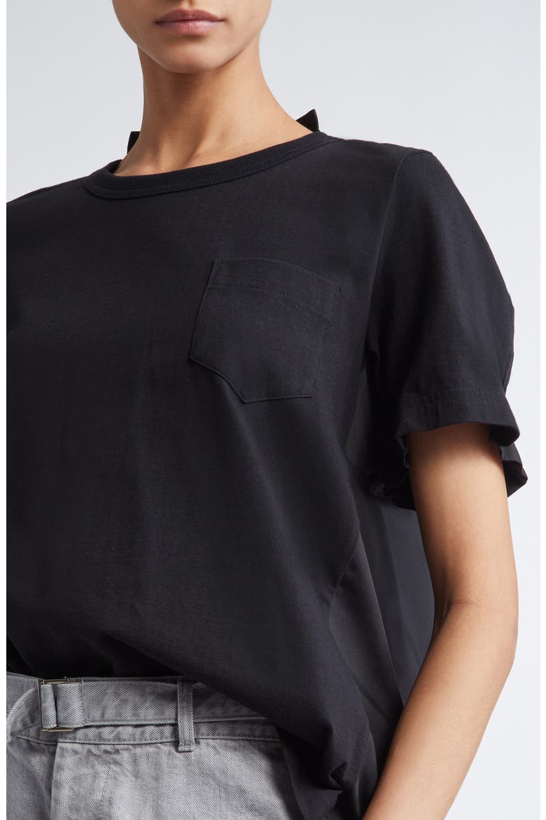 Mixed Media Poplin & Jersey Top, Alternate, color, BLACK/ BLACK 002
