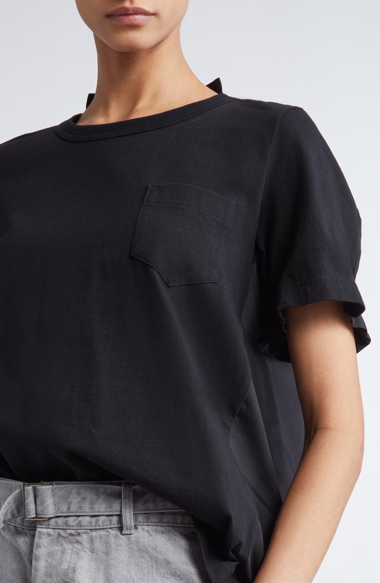 Sacai Mixed Media Poplin & Jersey Top, Alternate, color, 