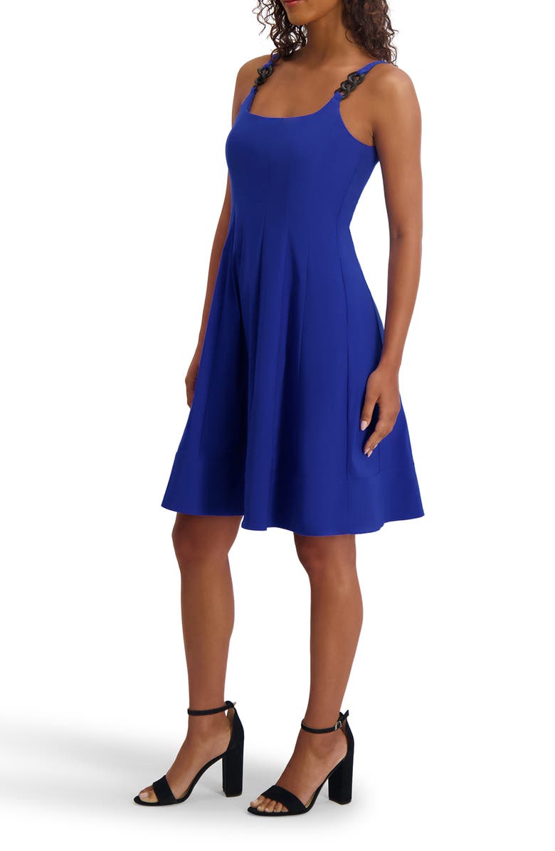 Kensie Chain Strap Fit & Flare Dress, Alternate, color, Cobalt