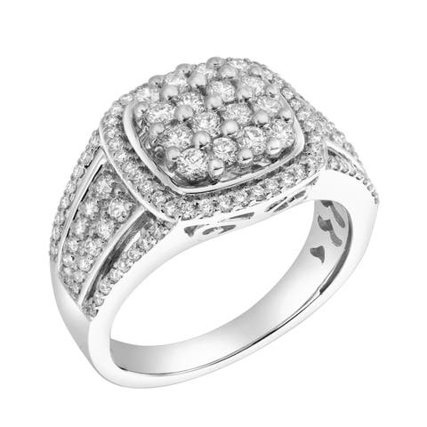 Amelia 14K Gold Round Diamond Studded Signet Ring - 1.02