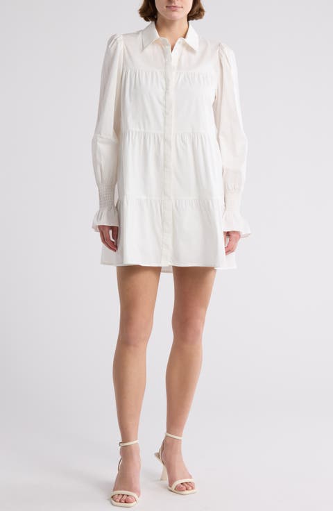Long Sleeve Tiered Shirtdress