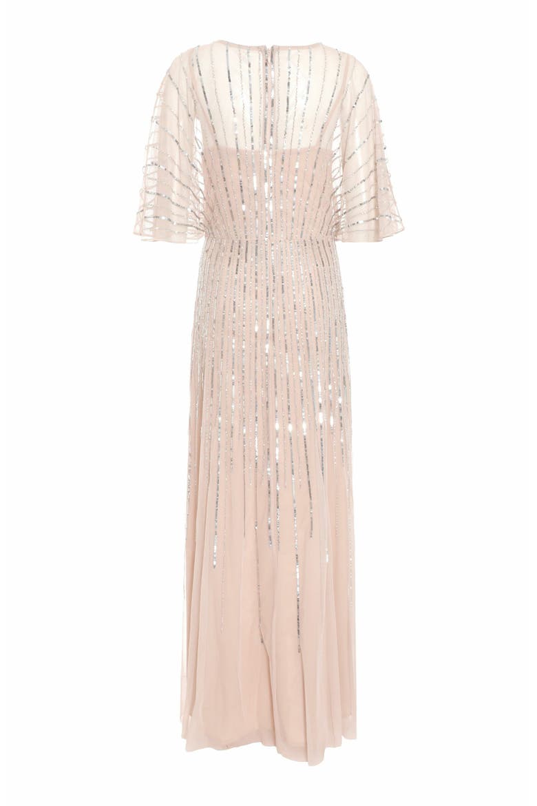 Embellished Sequin Evening Dress, Alternate, color, Neutral