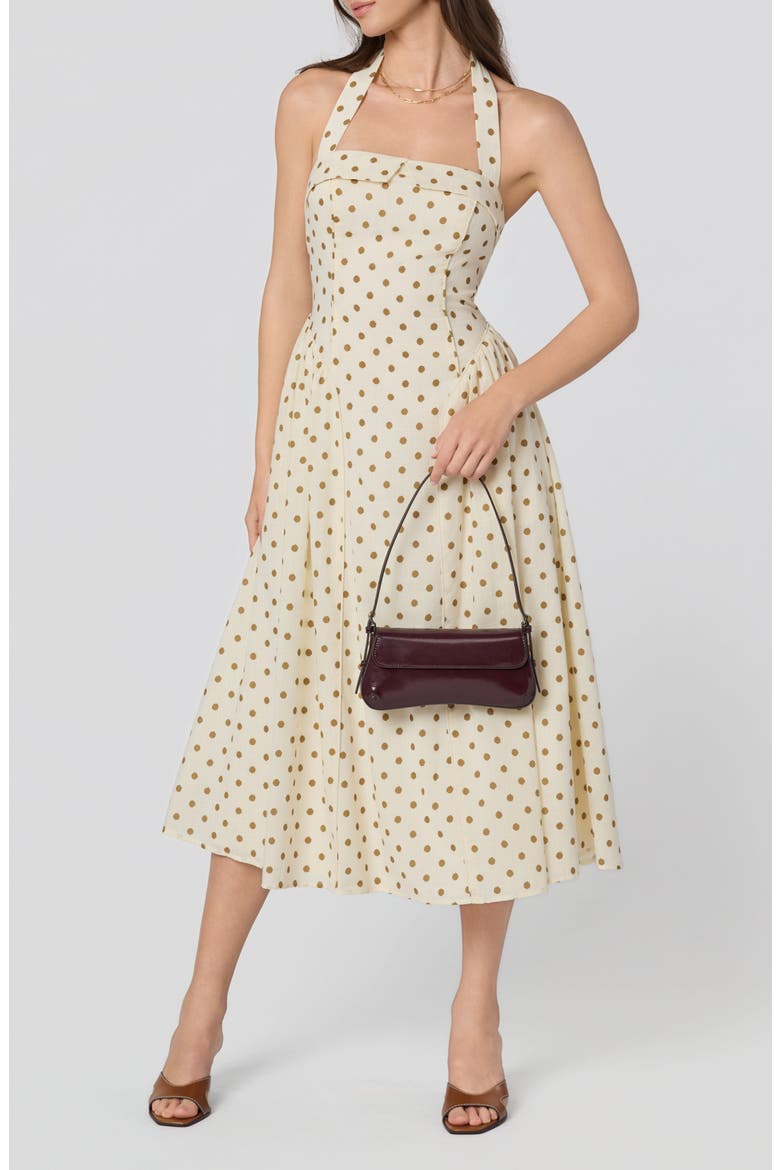 Marianna Halter Midi Dress, Alternate, color, CREAM POLKA DOT