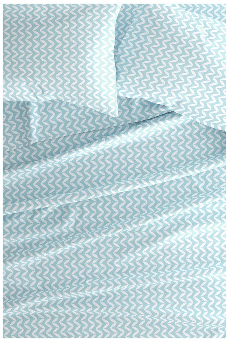 HOME SPUN Premium Ultra Soft Puffed Chevron Pattern 4-Piece Bed Sheet Set, Alternate, color, LIGHT BLUE